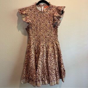 OLIPHANT Tuckernuck RARE smocked flirty dress burgundy gold ambani fall